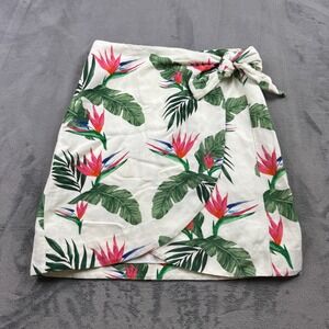 Rails Womens Skirt Size M Wrap Tropical Print Beach Vaca Resort Linen Blend